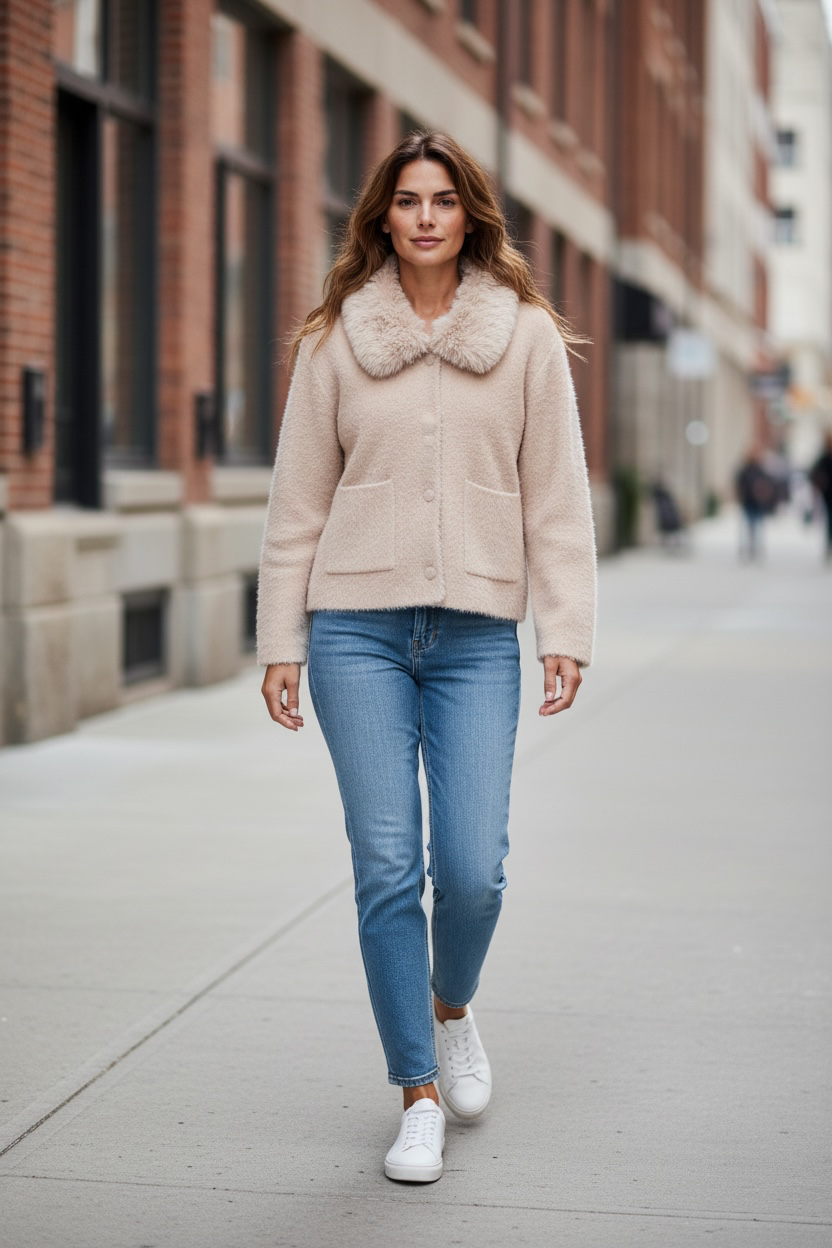 Gilet pilou en fausse fourrure