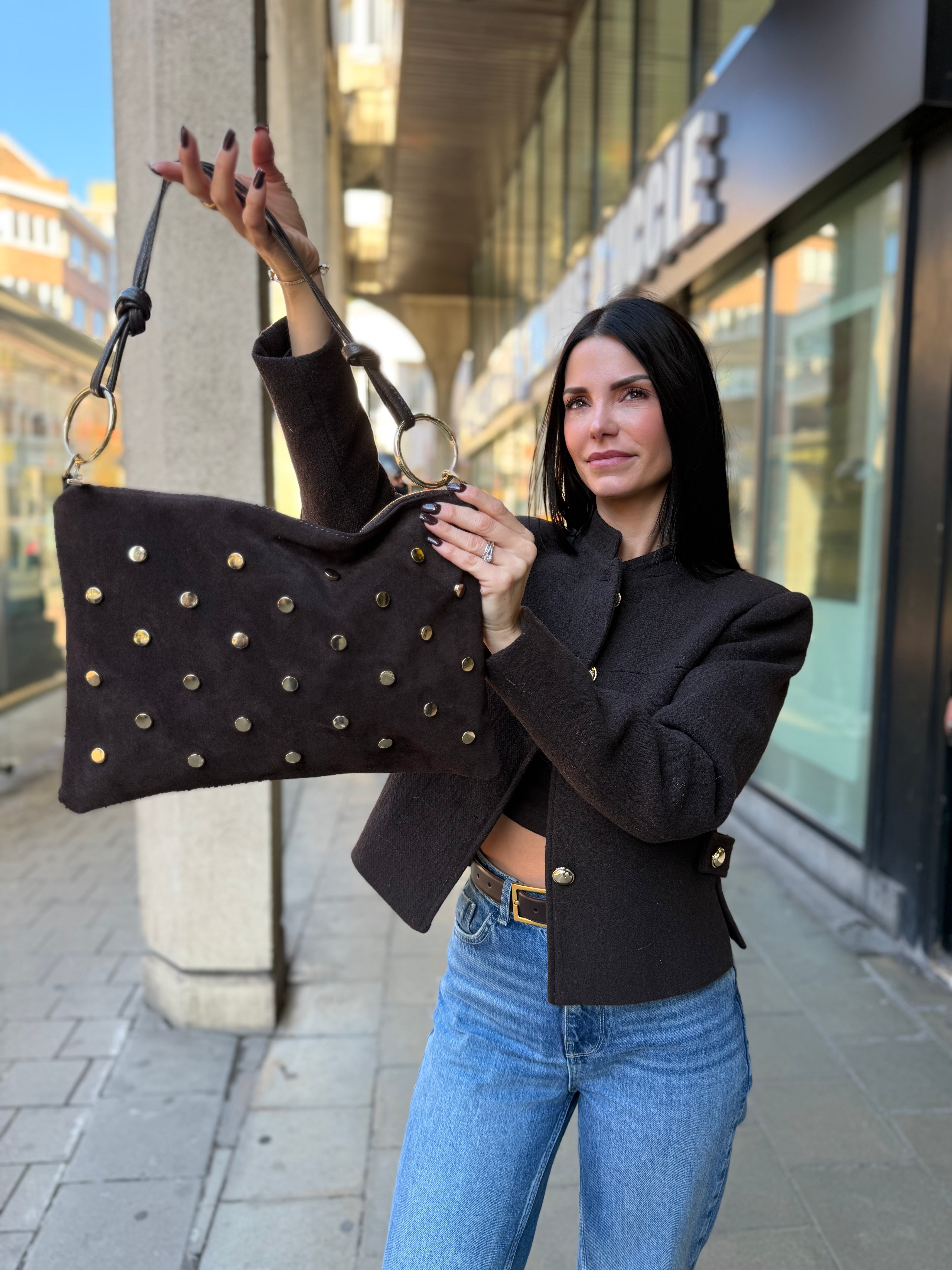 Sac en cuir clous marron