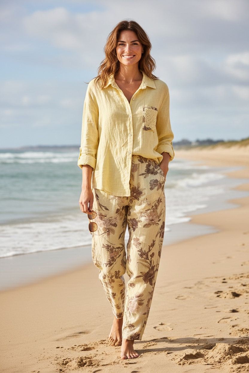 Ensemble en lin - jaune