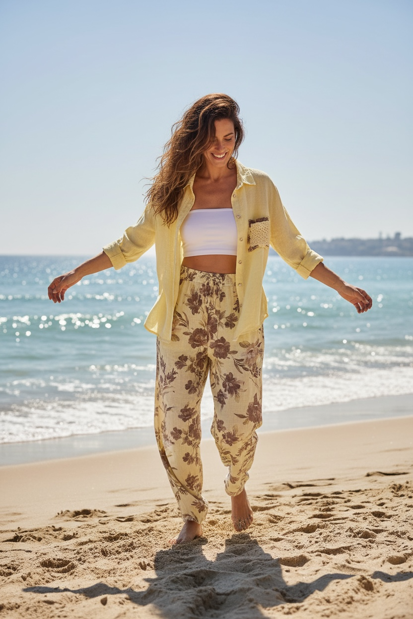 Ensemble en lin - jaune
