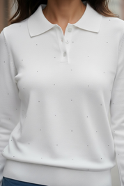 Polo à strass - blanc
