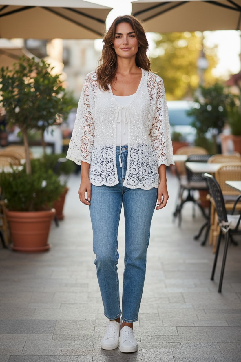 Gilet crochet - blanc
