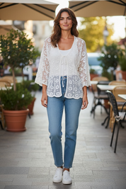 Gilet crochet - blanc