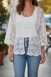 Gilet crochet - blanc