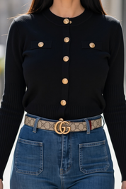 Gilet côtelé à boutons doré