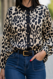 Chemise satinée léopard