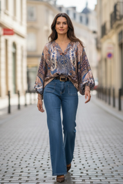 Chemise satinée imprimé cachemere