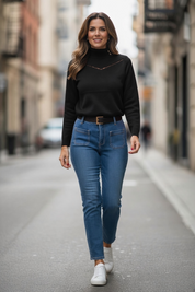 Pull col montant - noir
