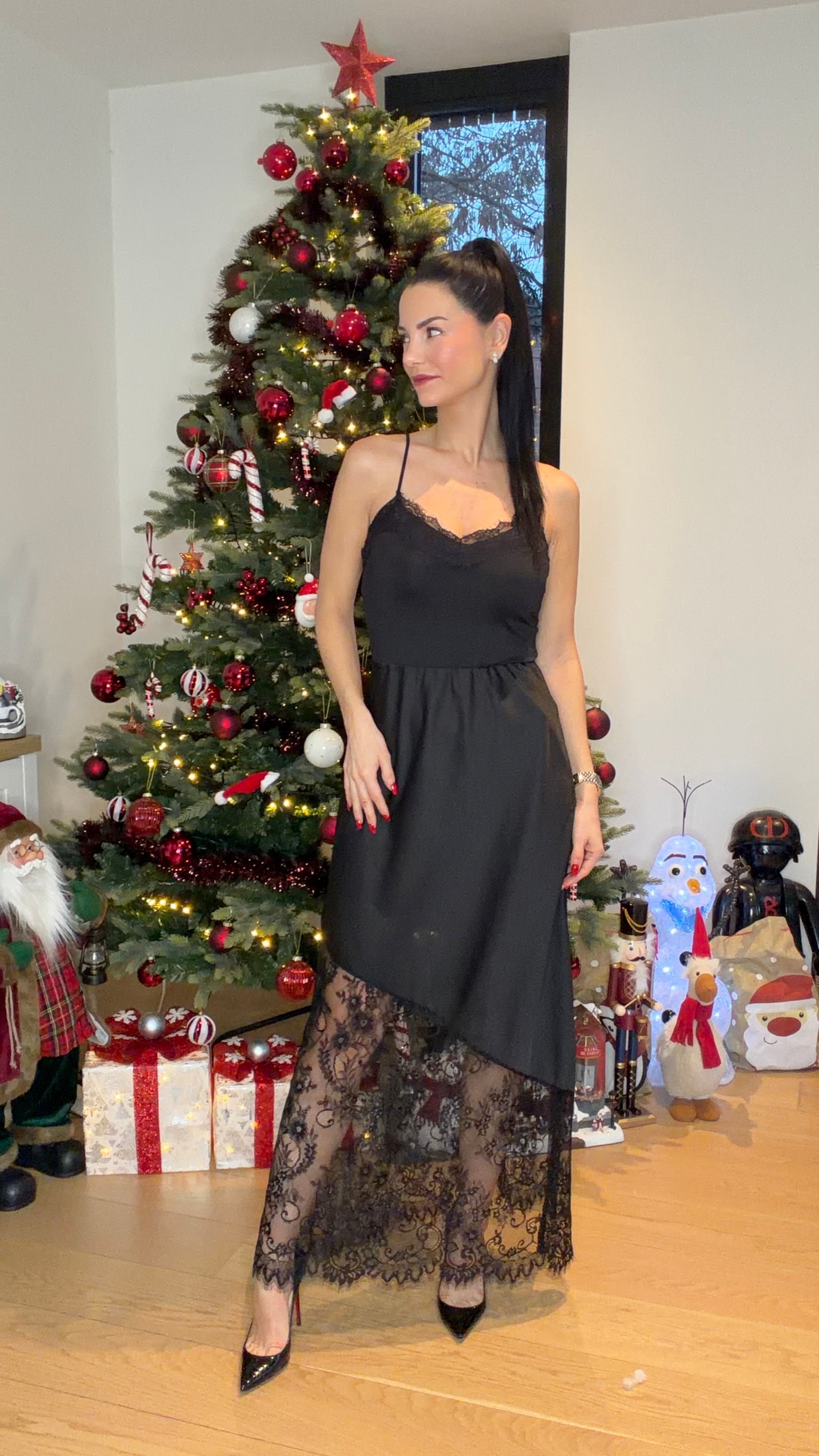 Jupe satinée dentelle