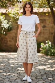 Pantalon Capri pois - beige