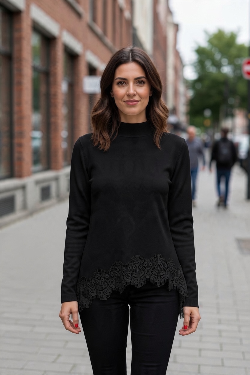Pull élégant avec finition dentelle