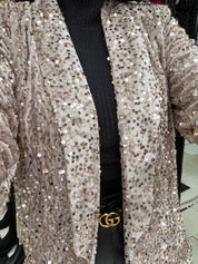Blazer velours & sequins - Beige