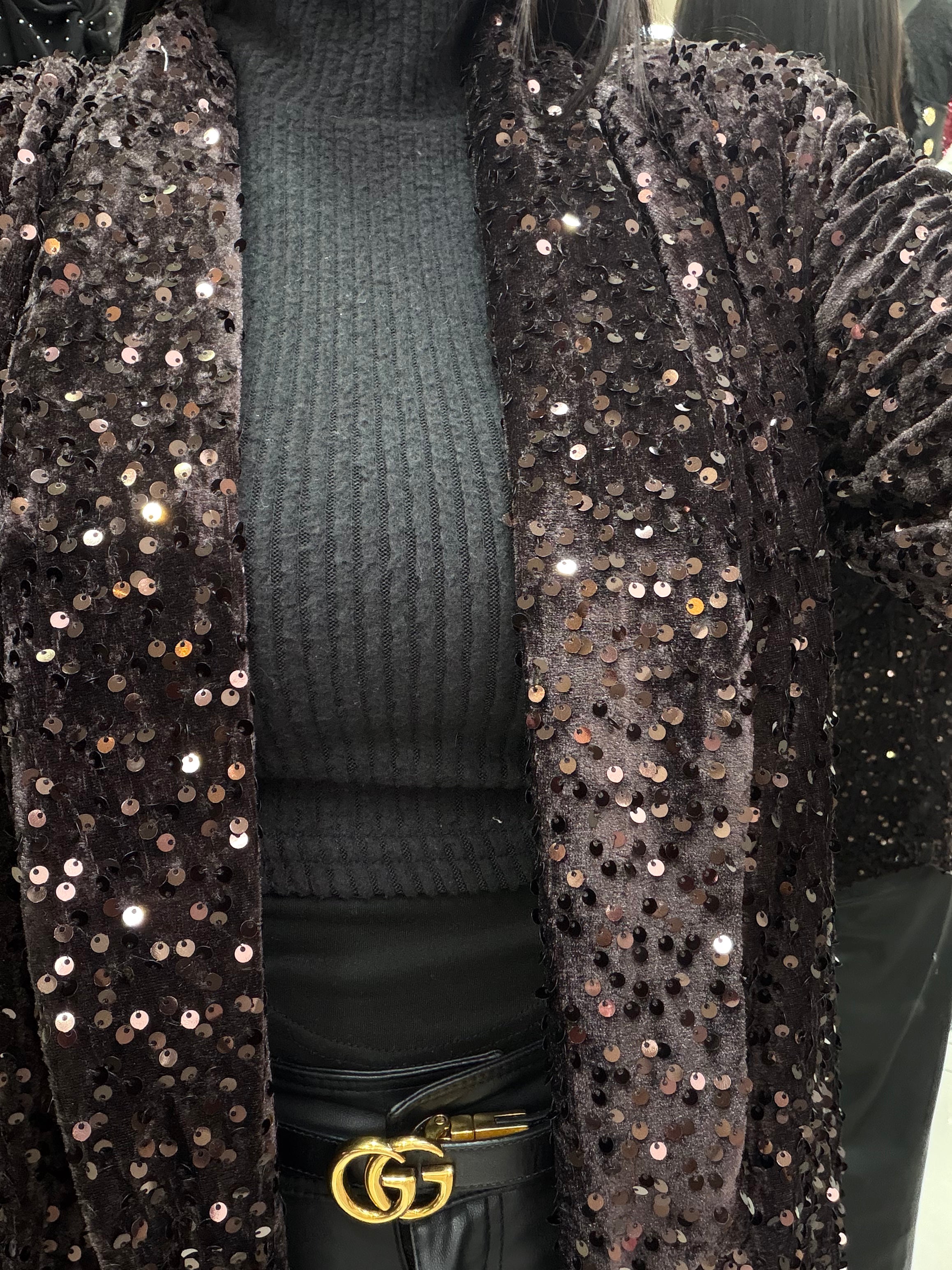 Blazer velours & sequins - marron