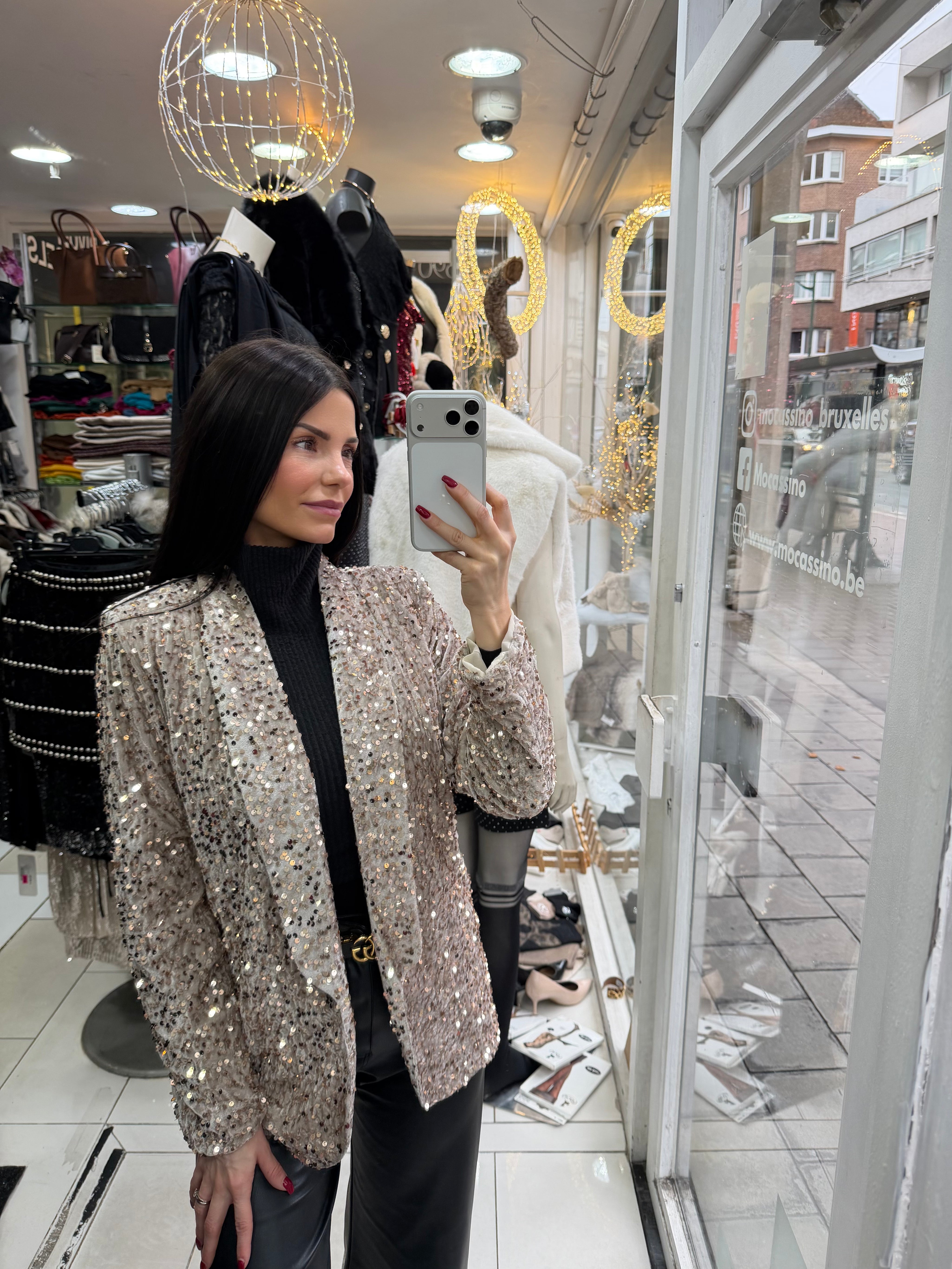 Blazer velours & sequins - Beige
