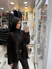 Blazer velours & sequins - marron