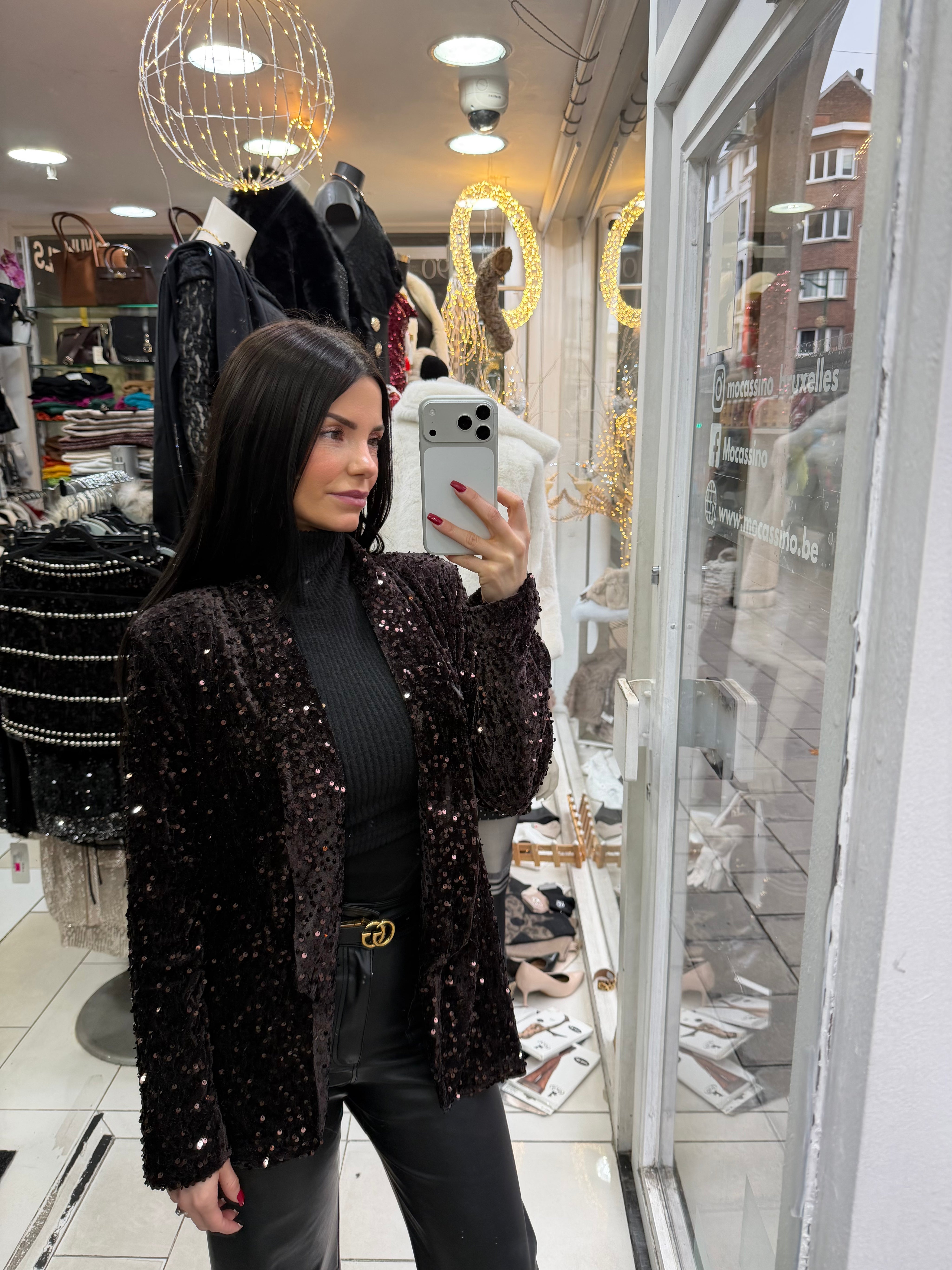 Blazer velours & sequins - marron