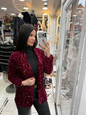 Blazer velours & sequins - Bordeaux