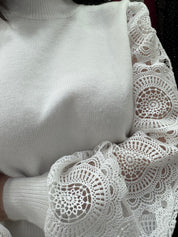 Pull dentelle - Blanc