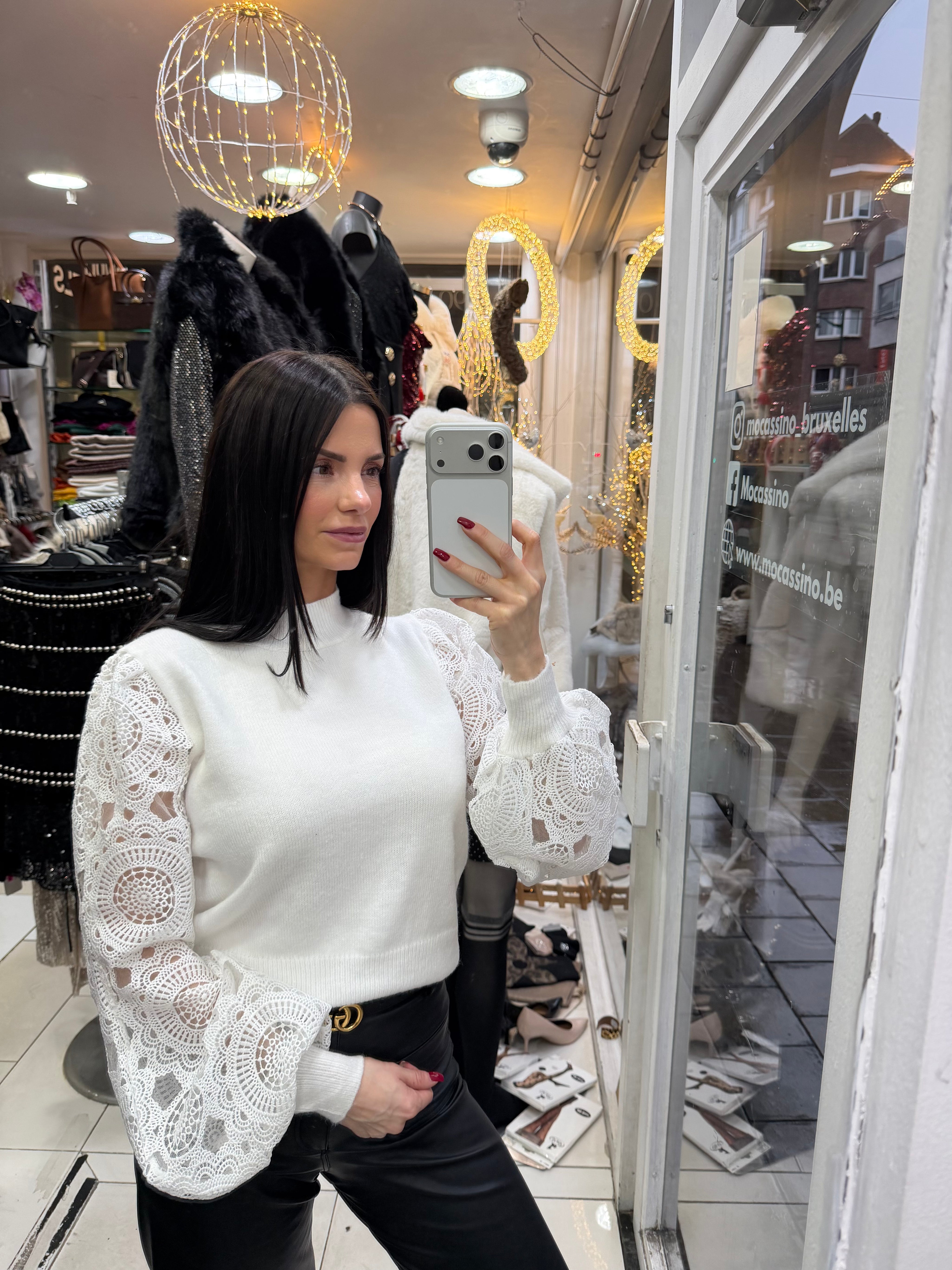 Pull dentelle - Blanc