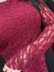 Blouse dentelle - bordeau