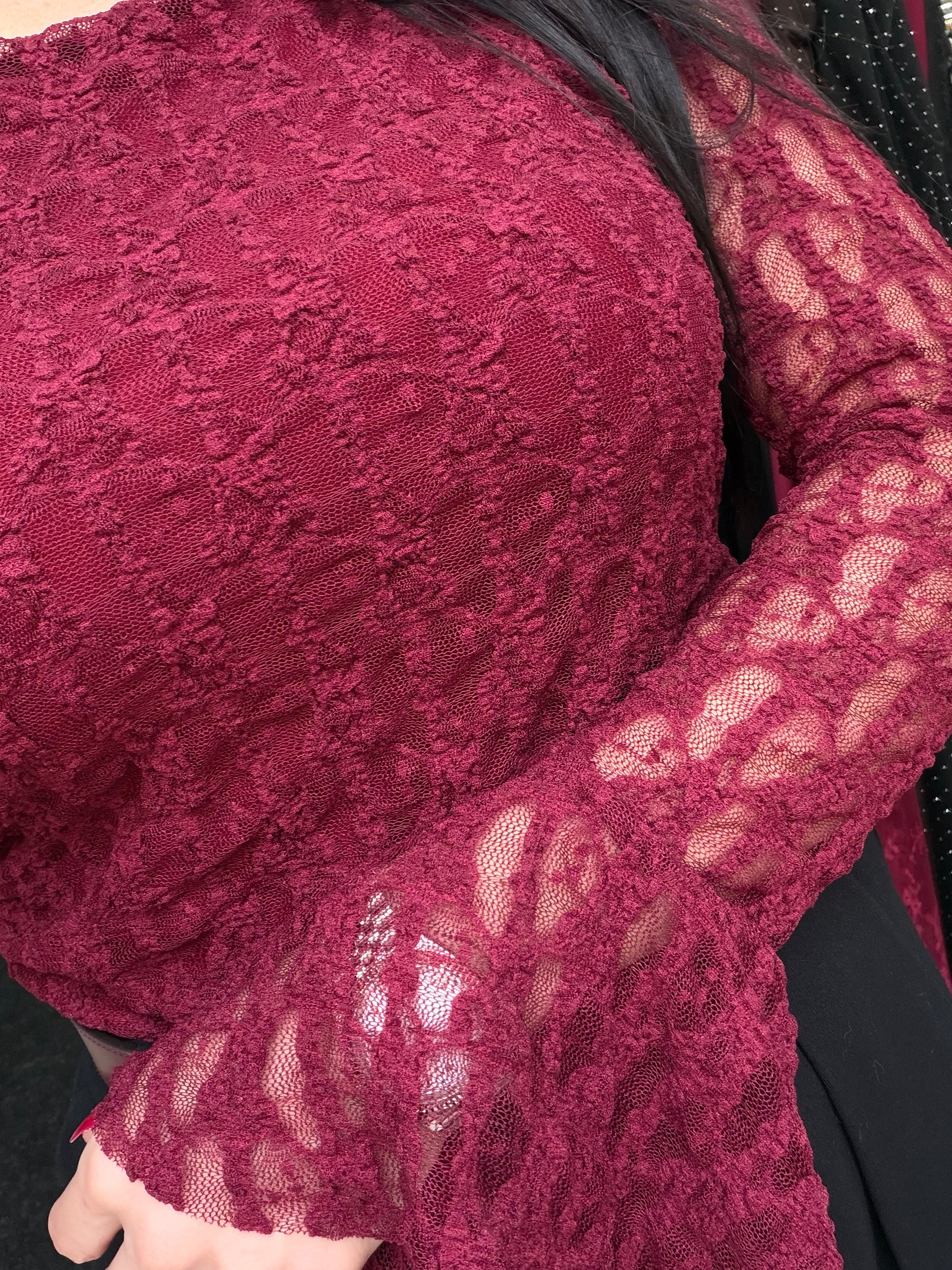 Blouse dentelle - bordeau