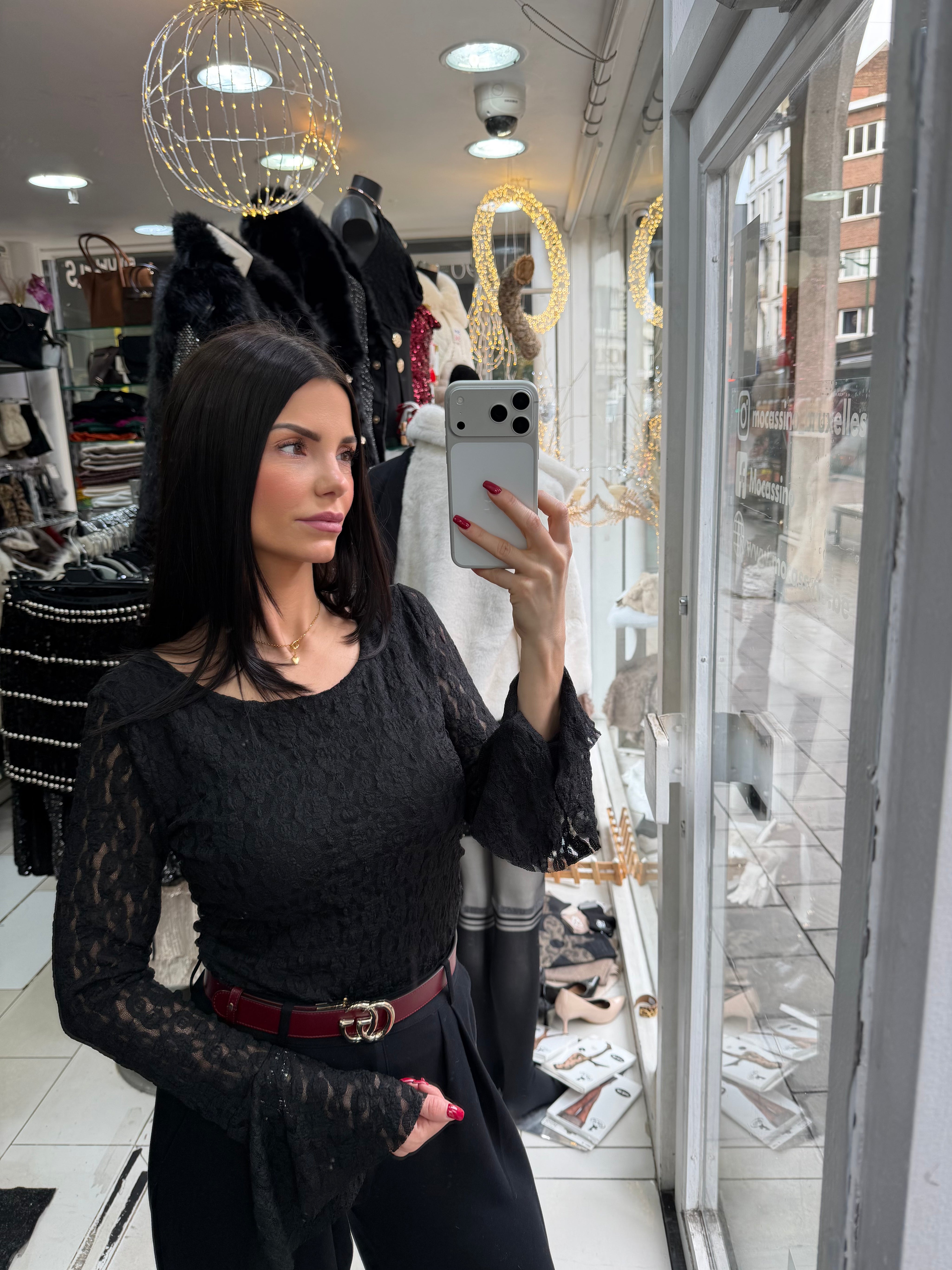 Blouse dentelle - noir