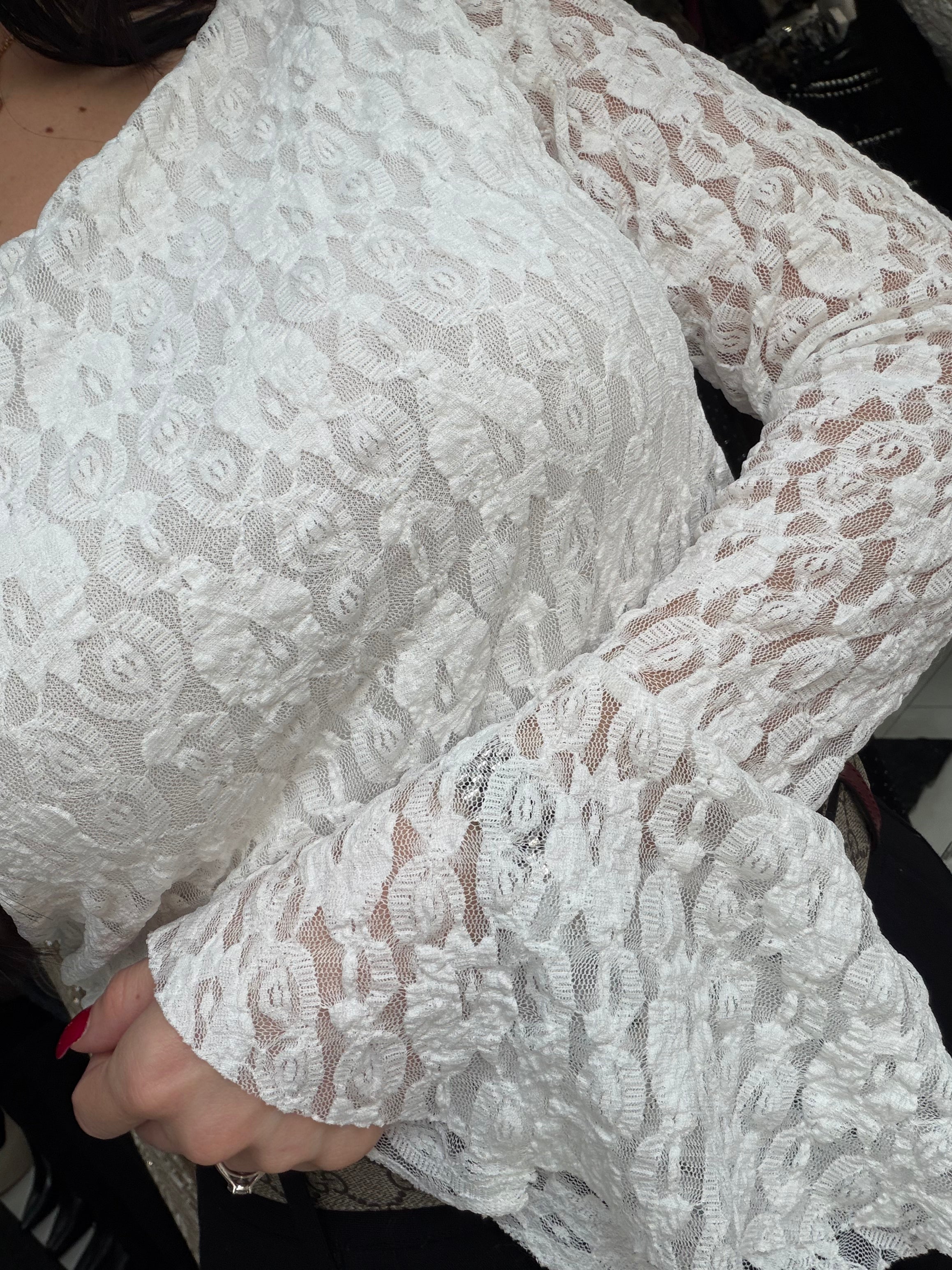 Blouse dentelle - blanc