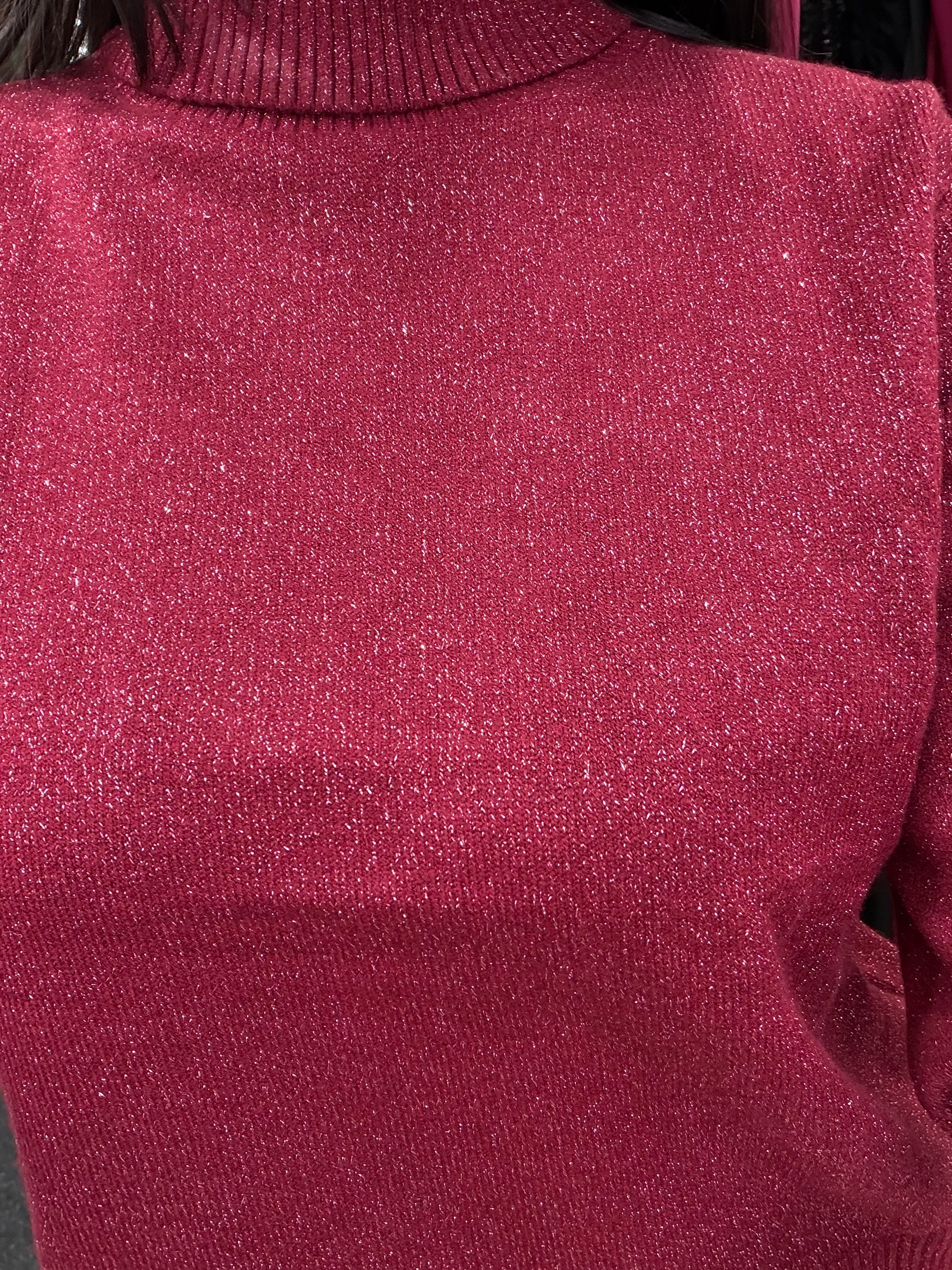 Col roulé lurex - Bordeaux