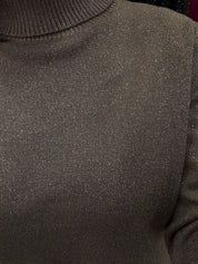 Col roulé lurex - marron