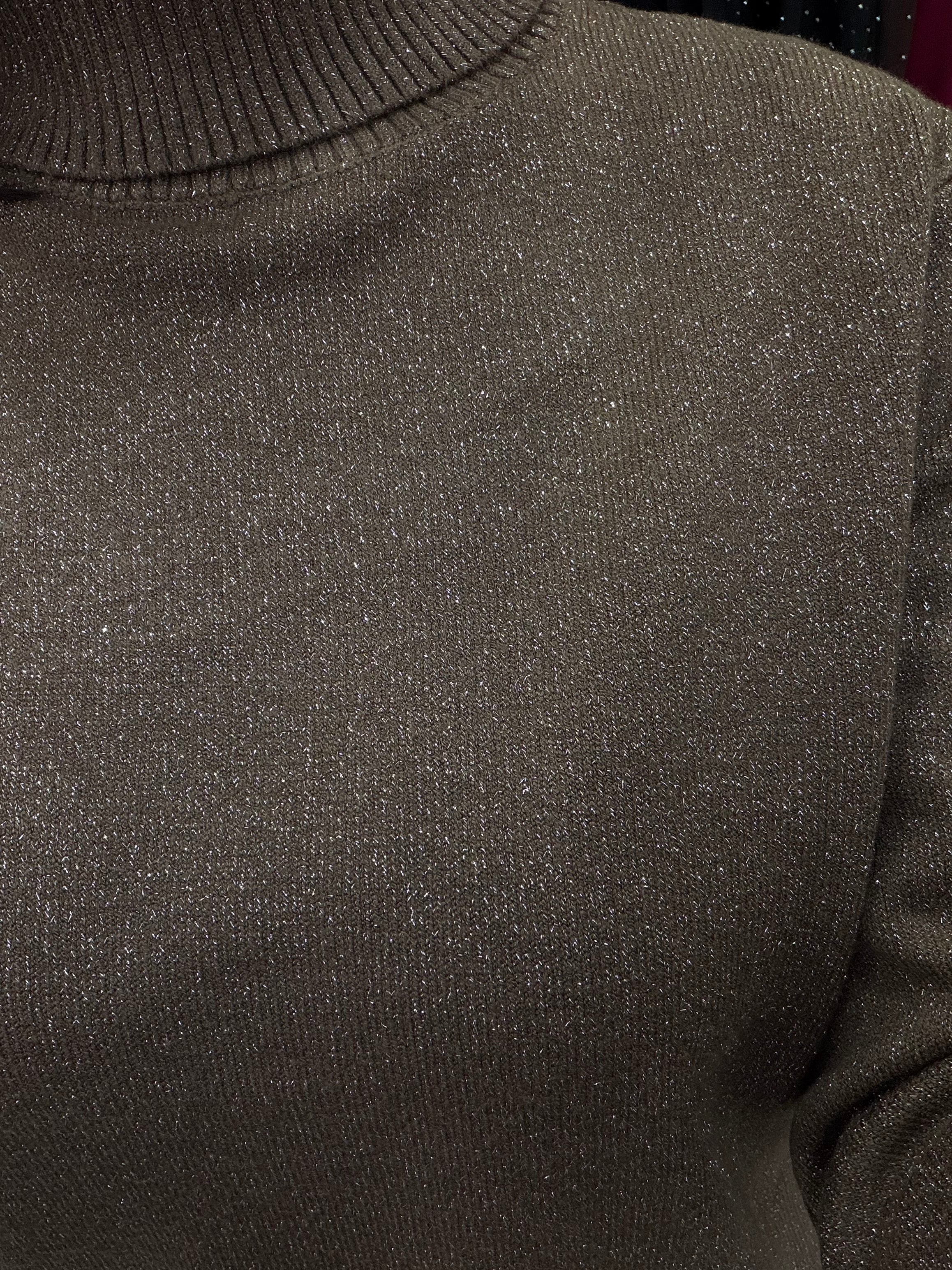 Col roulé lurex - marron