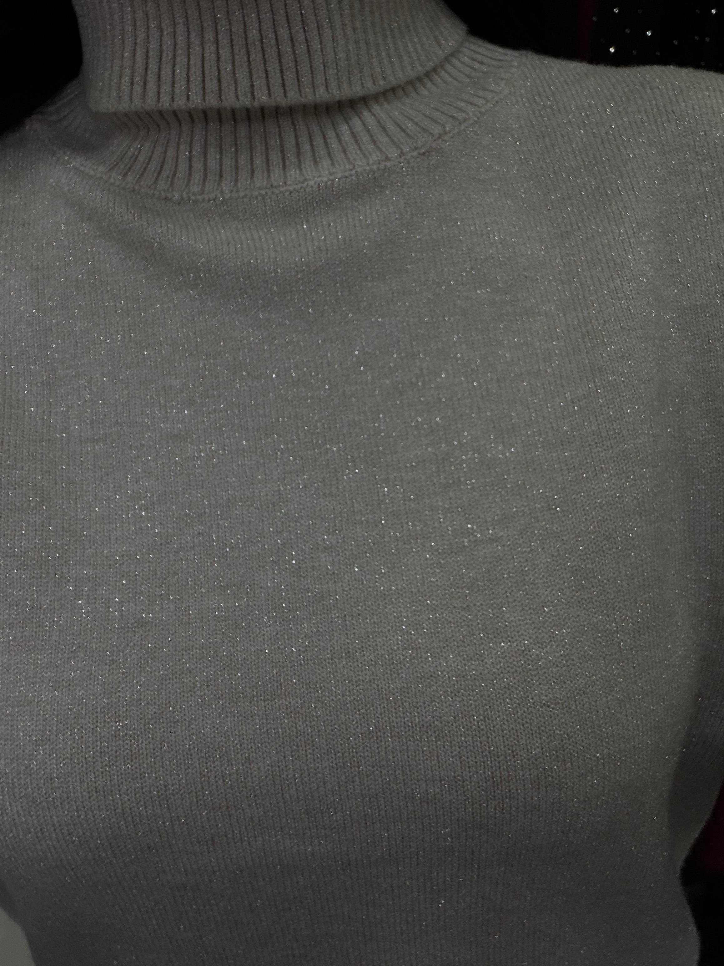 Col roulé lurex - beige