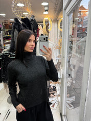 Col roulé lurex - noir