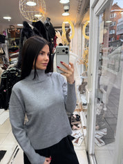 Col roulé lurex - gris