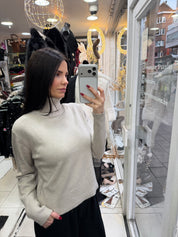 Col roulé lurex - beige