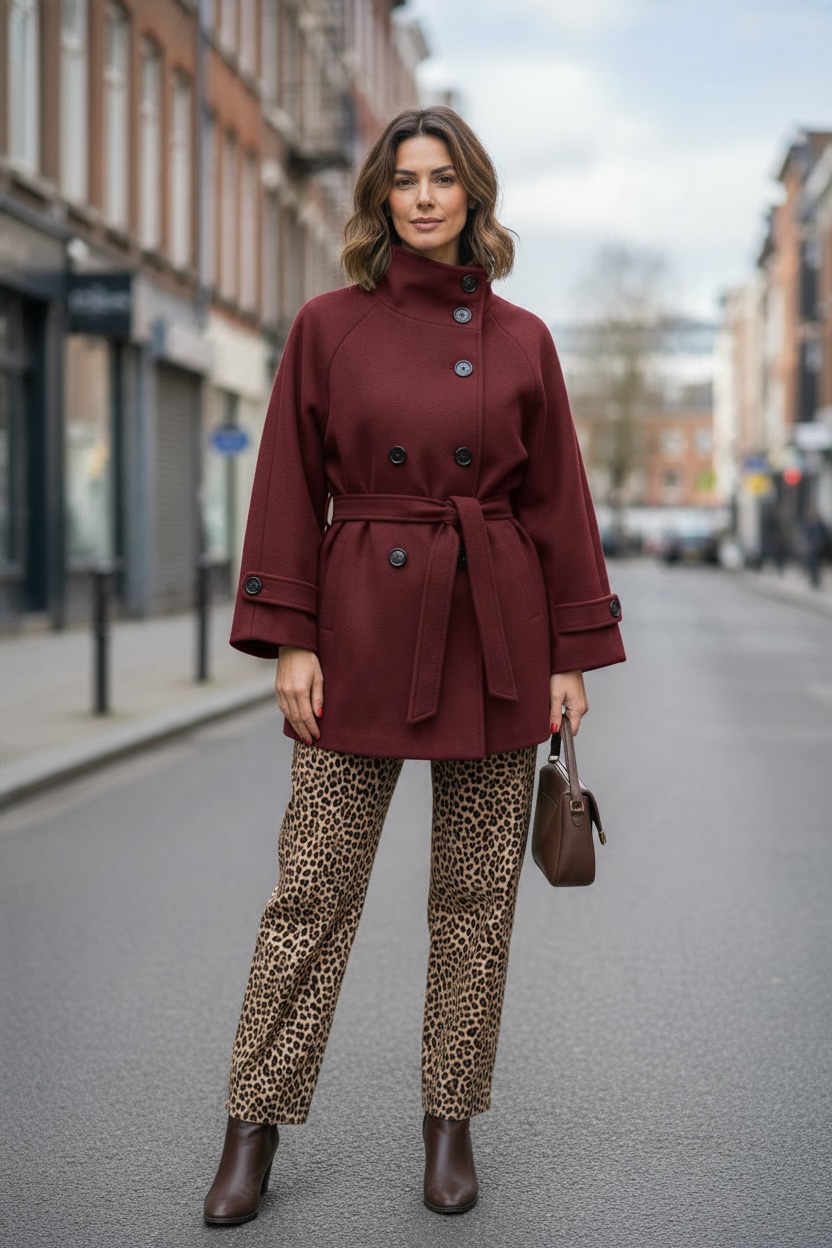 Manteau mi long - bordeaux