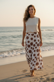 Jupe Bella pois ‘ marron ‘