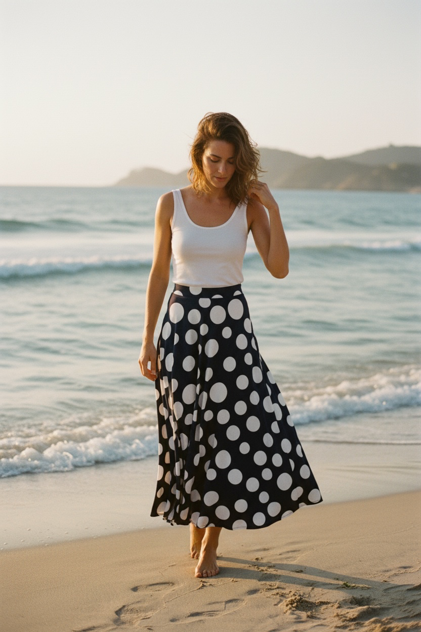 Jupe Bella pois ‘ bleu marine ‘