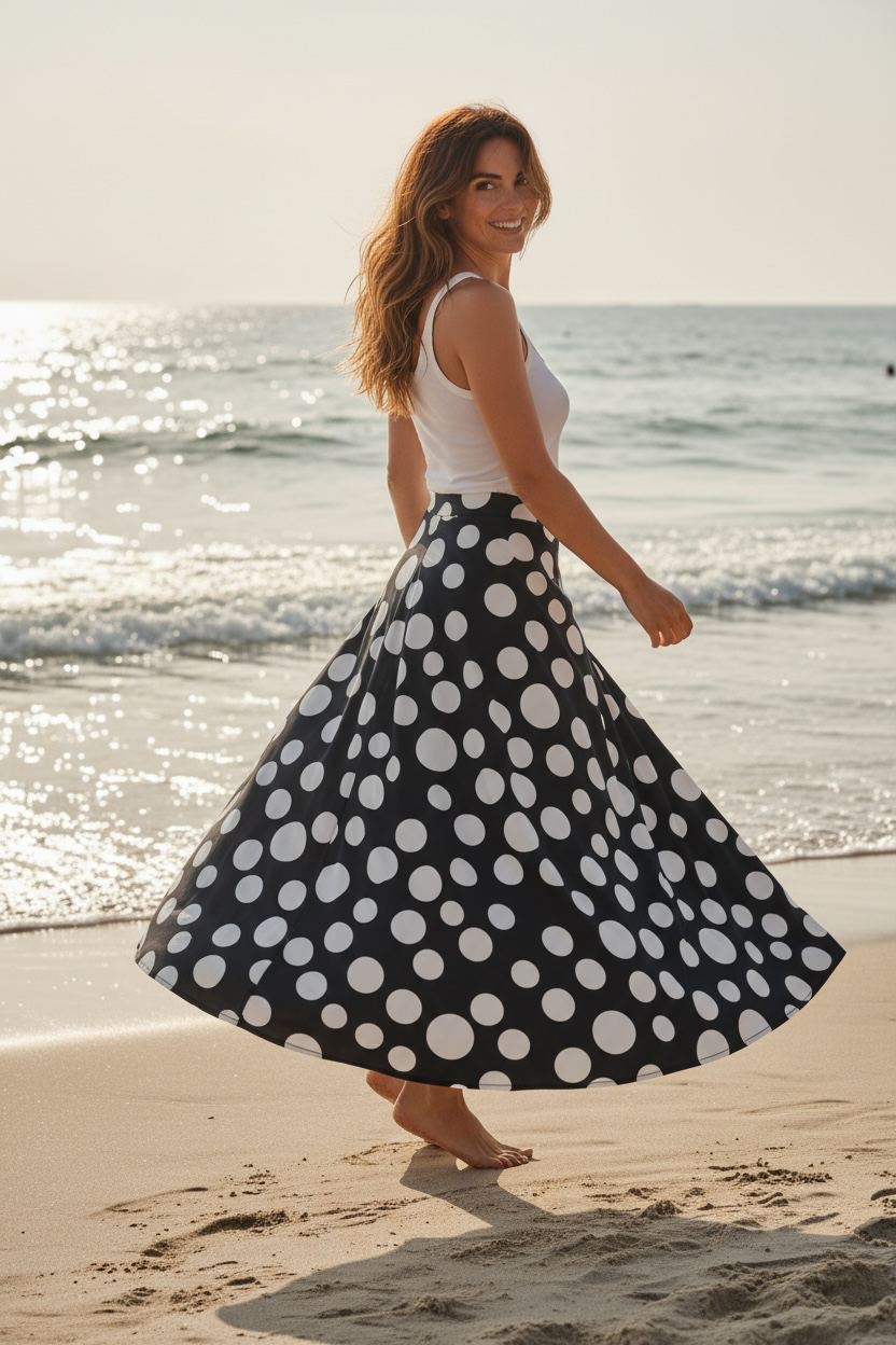 Jupe Bella pois ‘ bleu marine ‘