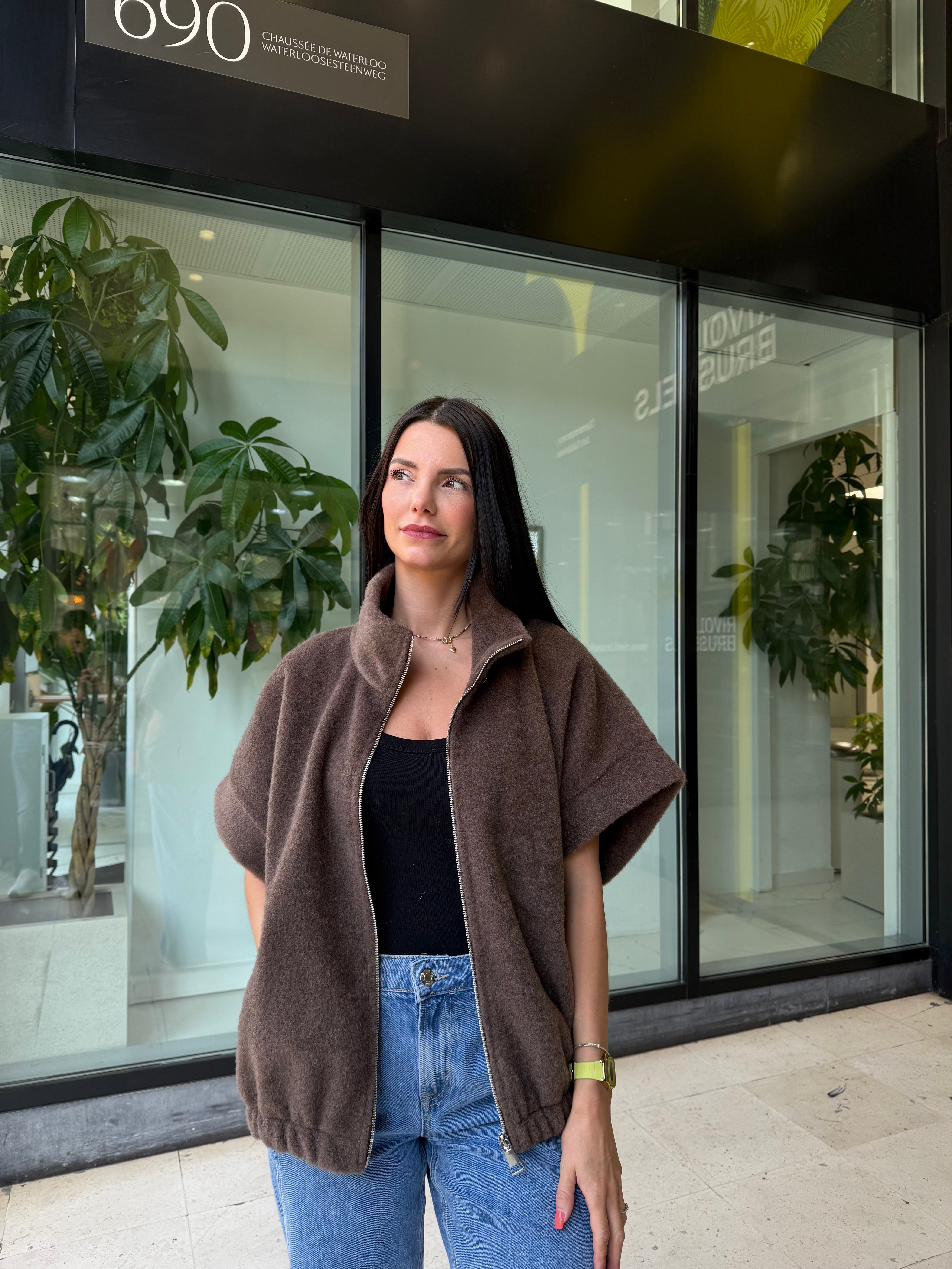 Veste sans manche zippée - marron