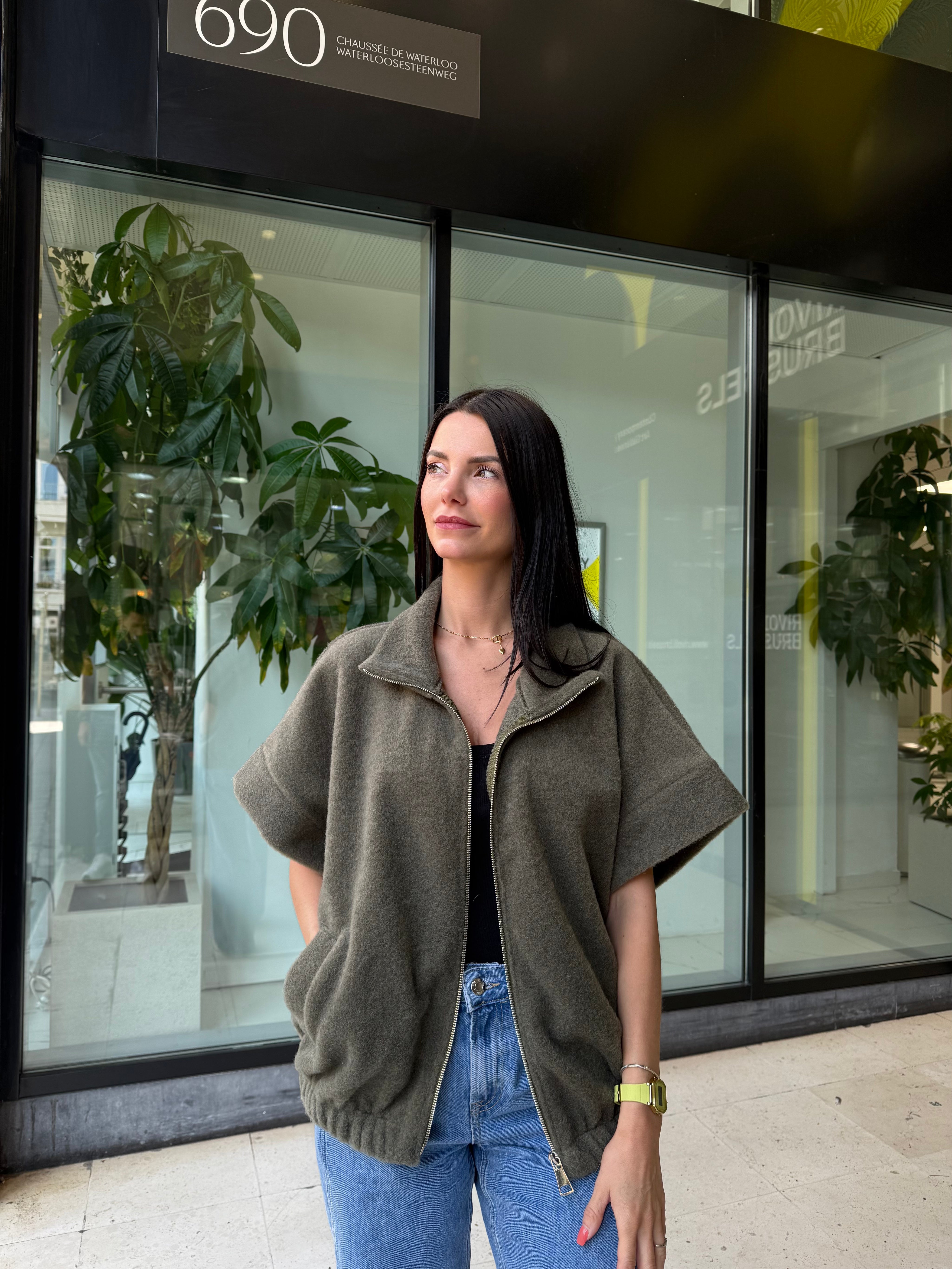Veste sans manche zippée - Kaki