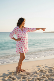Chemise à pois - fushia