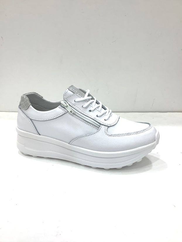 Basket 900 cuir White/silver