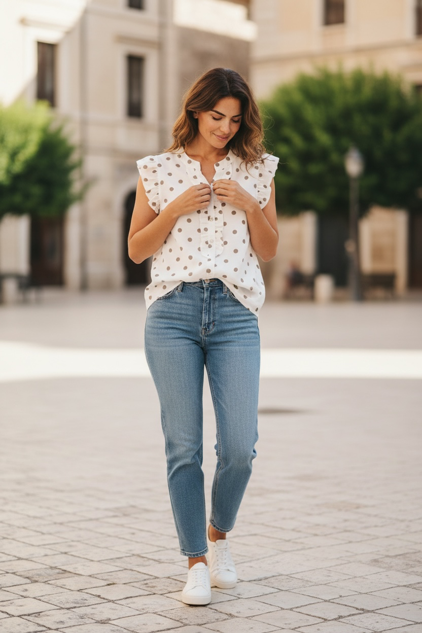 Blouse Chiara - pois marron