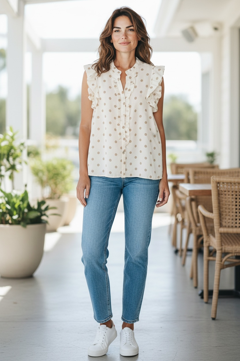 Blouse Chiara - pois beige