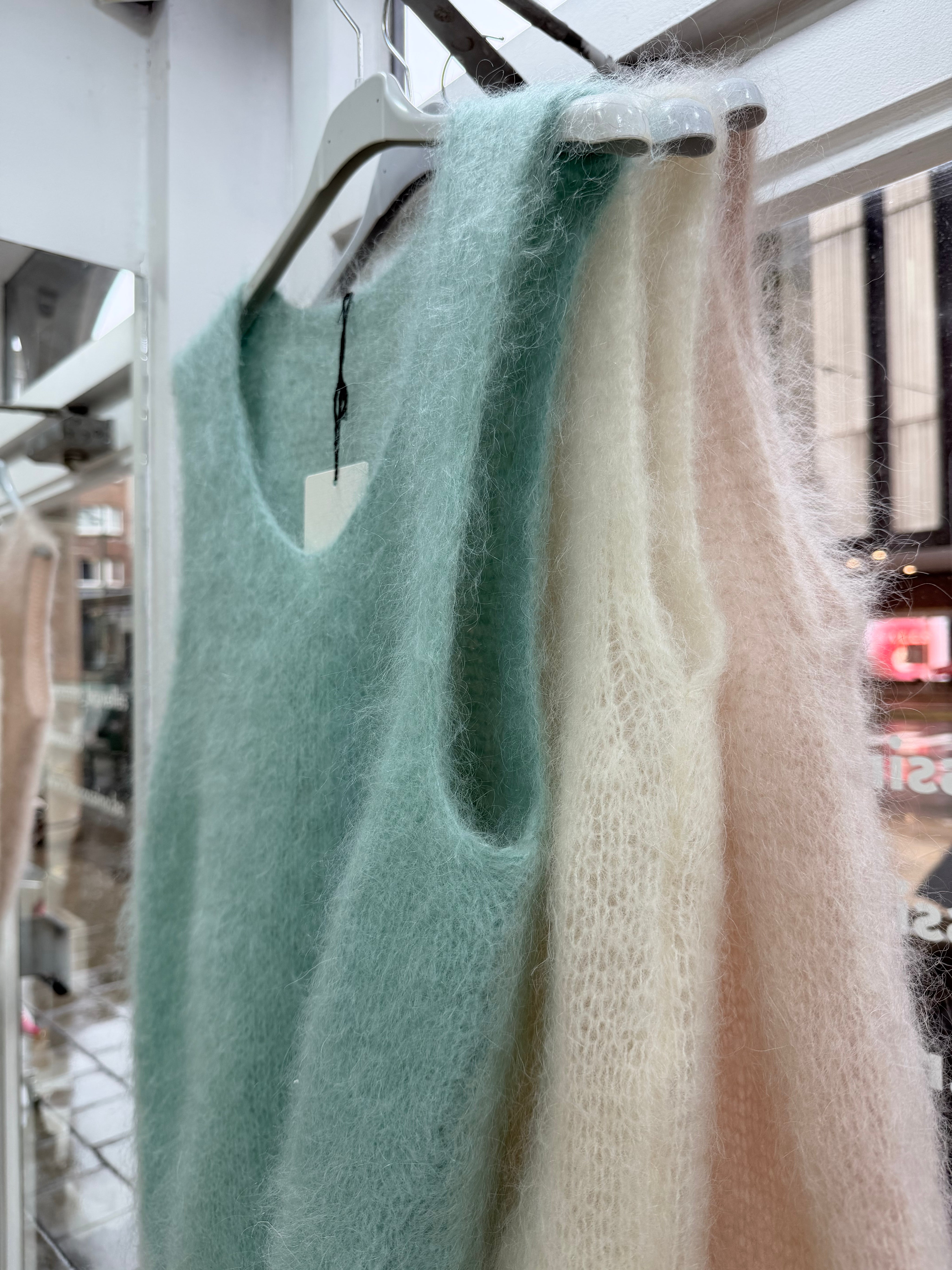Pull sans manche Mohair vert