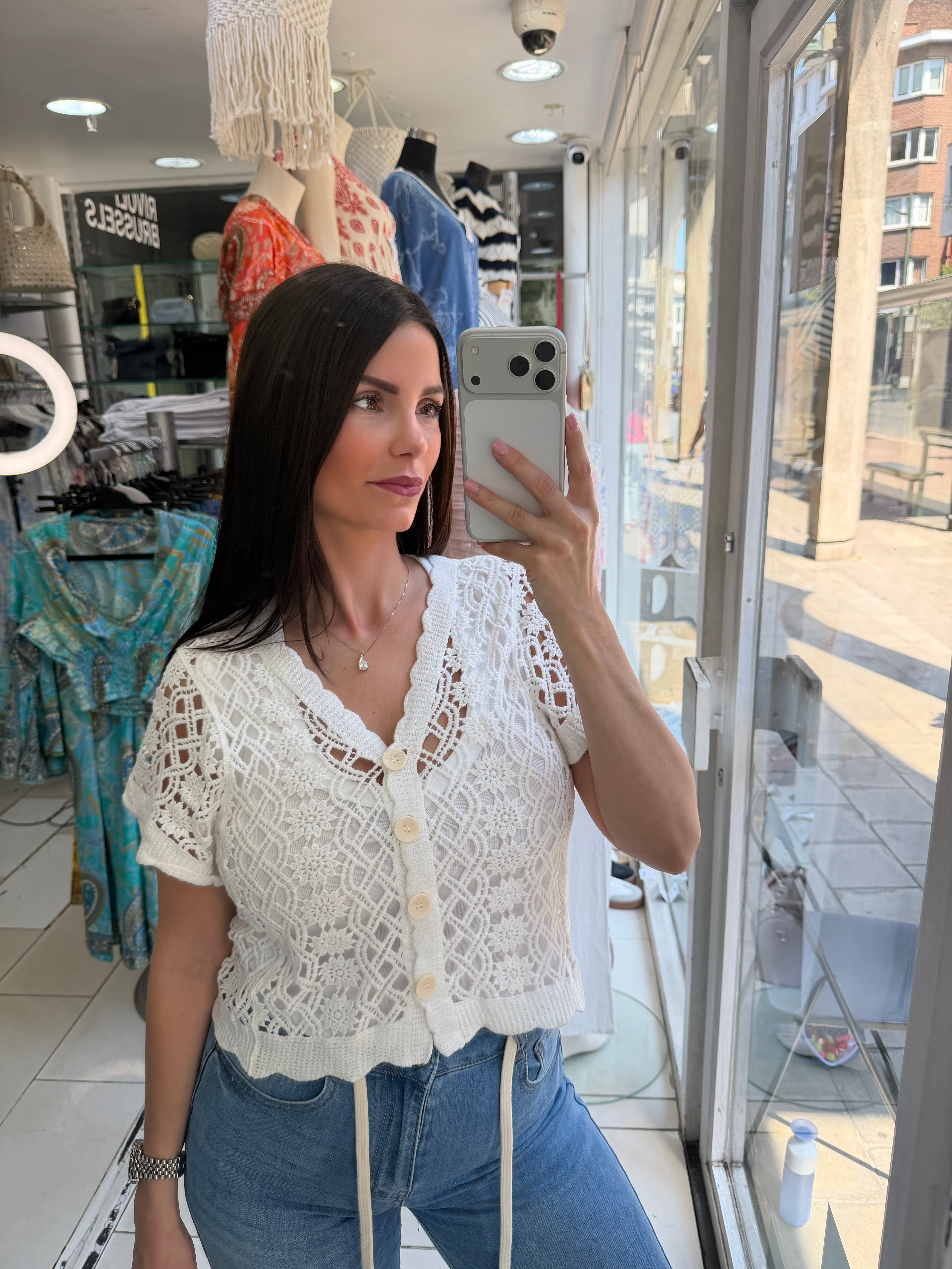 Gilet crochet - blanc
