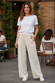 Pantalon à rayures - beige