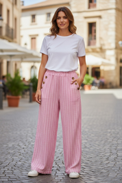 Pantalon à rayures - fushia