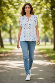 Chemise à pois - ciel