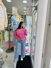 Jeans brodé fleurs